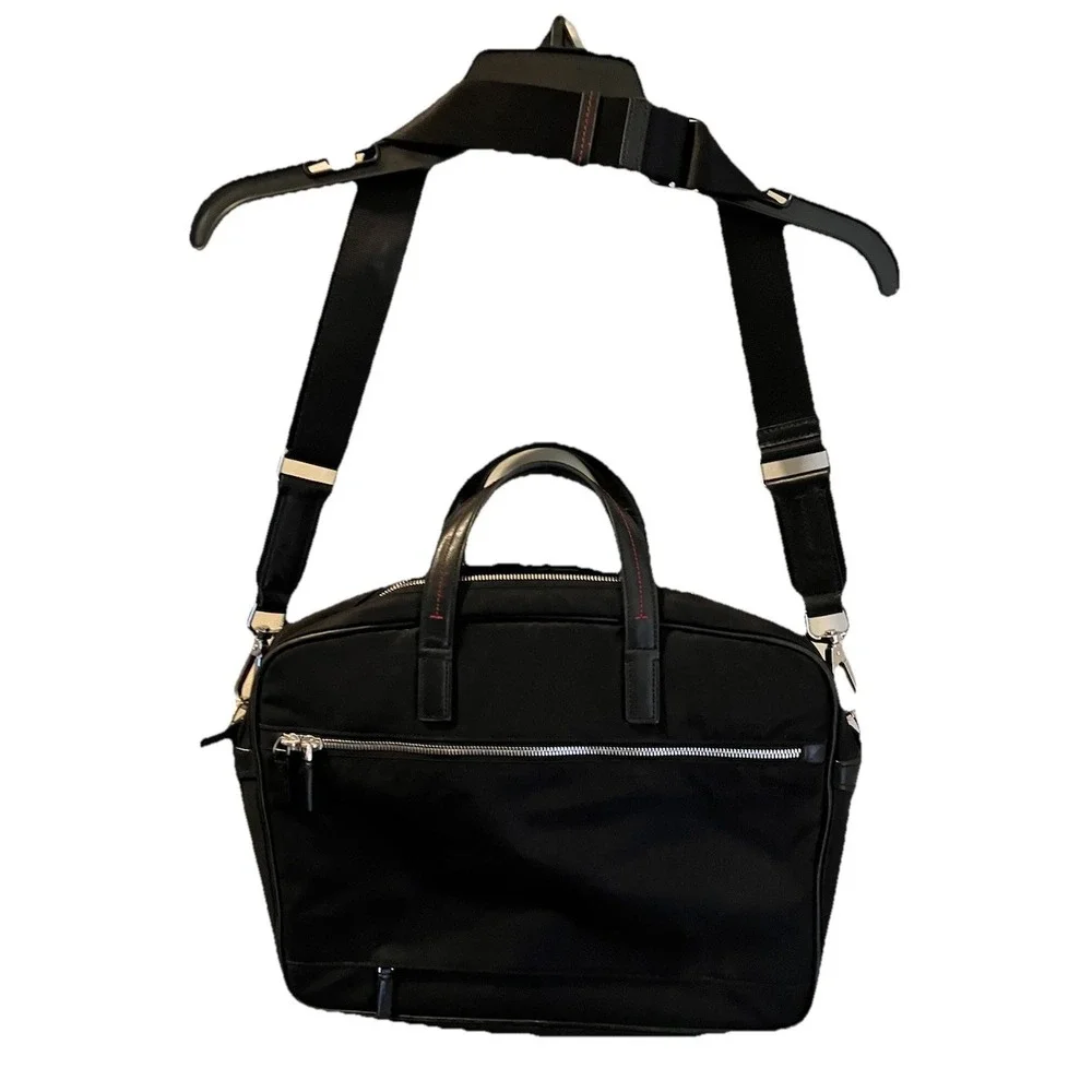 Tumi Slim Briefcase Laptop Bag Black Ballistic Nylon‎ Shoulder Strap Organizer